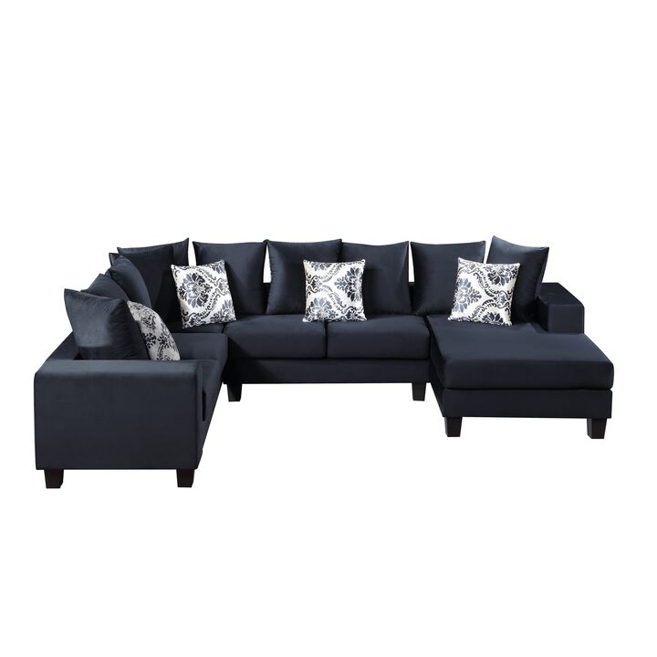 MONDAWE Modern U Shape Sectional Sofa, Velvet Corner Couch with Lots of Pillows Included,Elegant and functional indoor furniture for Living Room, Apartment