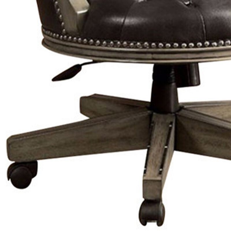 Yelena Height Adjustable Arm Chair in Gray and Black-Benzara