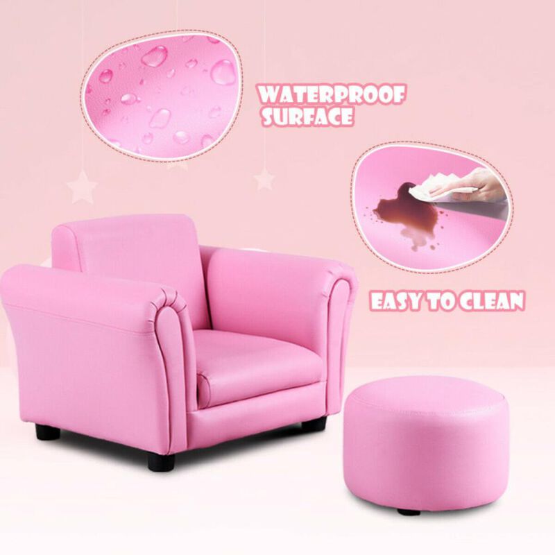 Hivvago Black Kids Single Armrest Couch Sofa with Ottoman