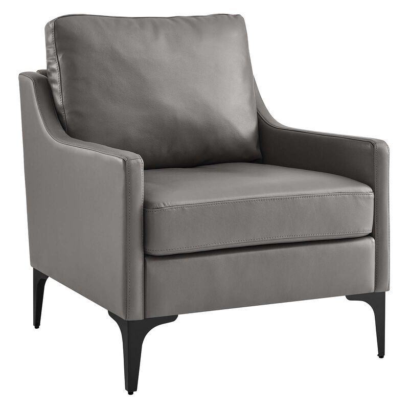Corland Leather Armchair Gray