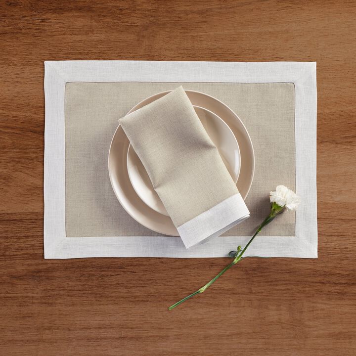 Solino Home 100% Pure Linen Cloth Napkins 20 x 20 Inch Set of 4 | Festive Edge Dinner Napkins