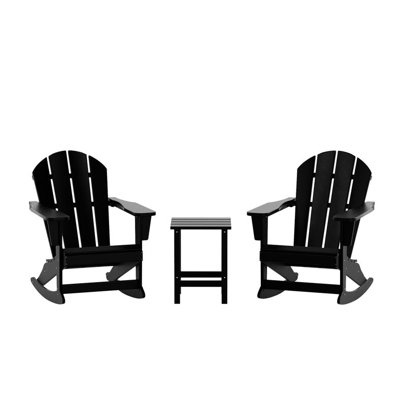 WestinTrends 3-Piece Outdoor Patio Rocking Adirondack Chairs with Side Table Set
