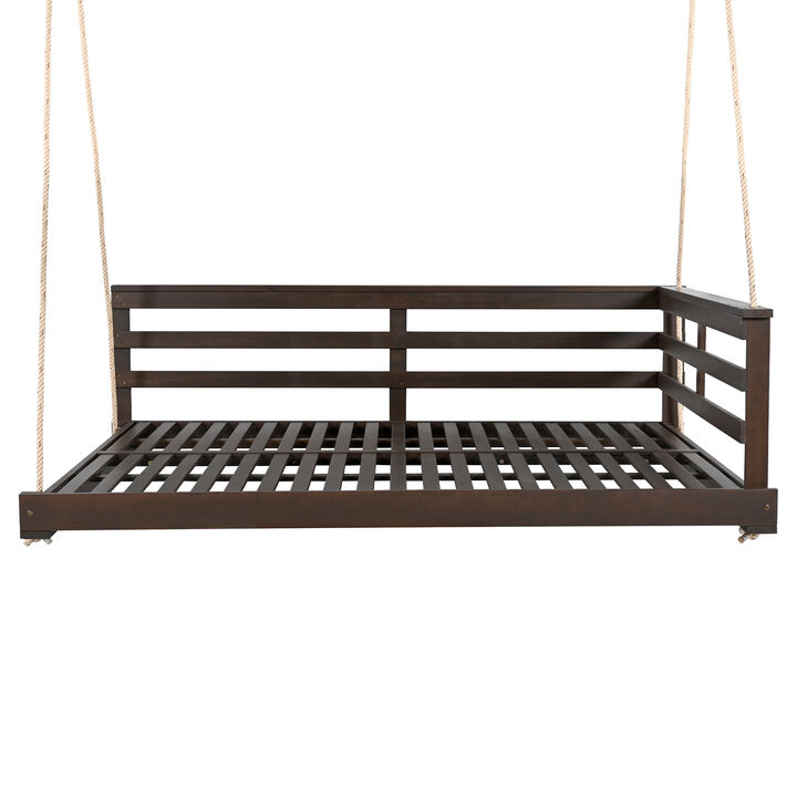 Merax Acacia Wood Porch Swing Bed for Outdoor