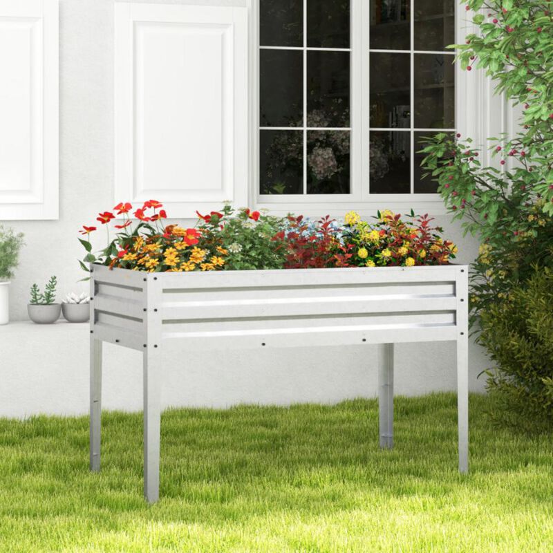 Hivvago Galvanized Raised Garden Bed Elevated Planter Box with Legs and Drainage Hole