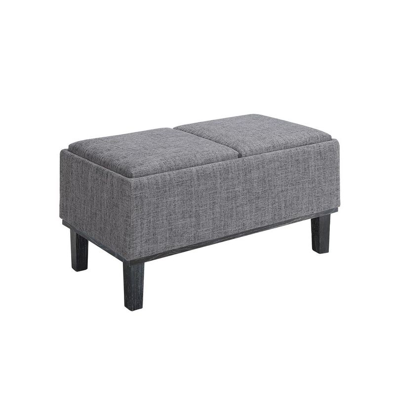 Convience Concept, Inc. Designs4Comfort Brentwood Storage Ottoman with Reversible Trays Light Charcoal Gray Fabric/Black