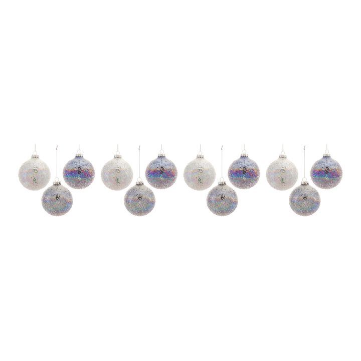 Set of 12 Glass Ball Ornaments - 3"D for Christmas Tree Styling