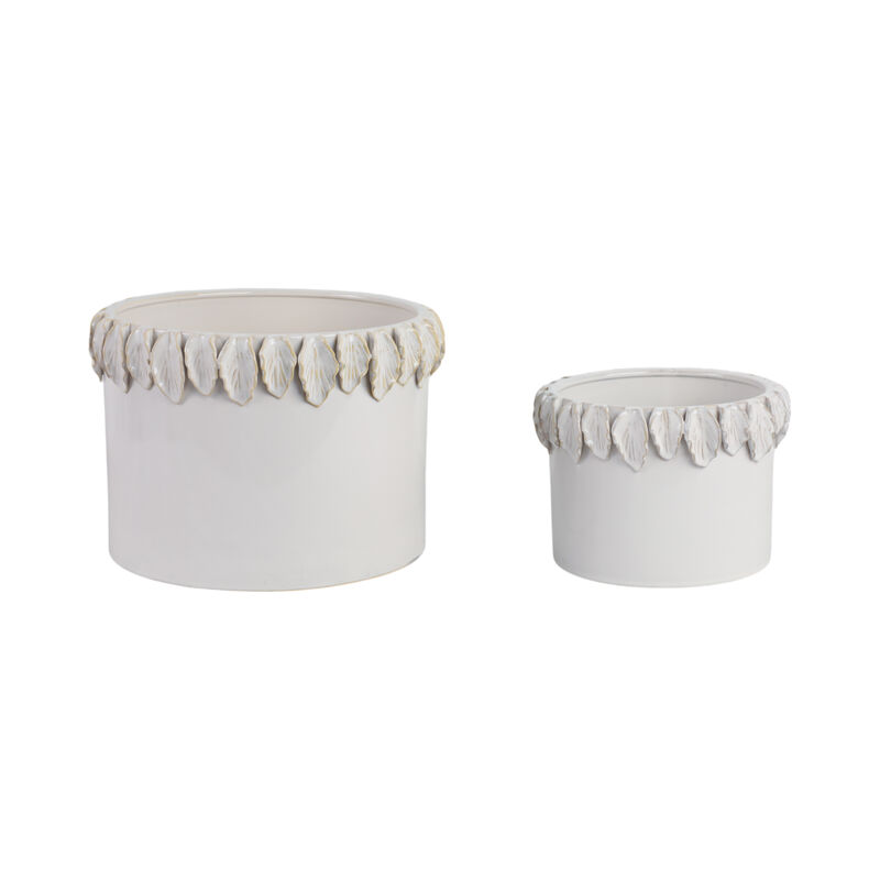 Leaf Applique Planters, White set