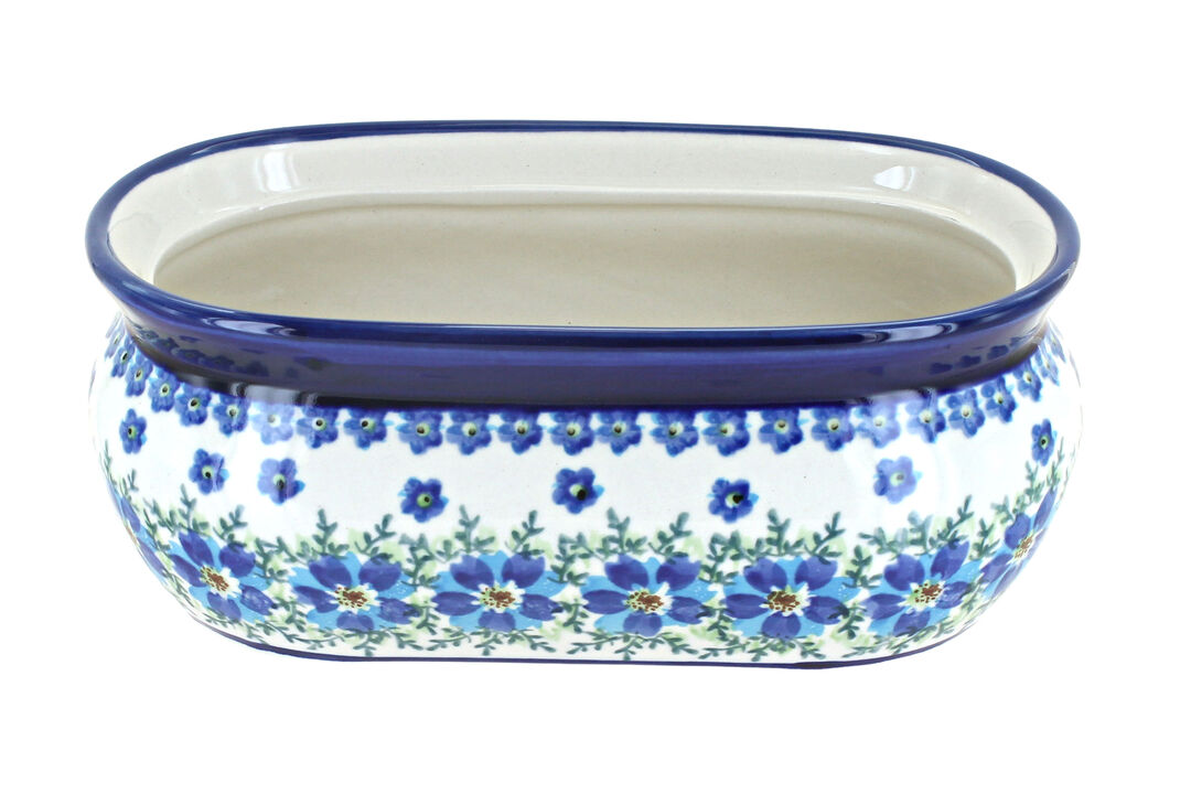 Blue Rose Polish Pottery Peacock Small Planter
