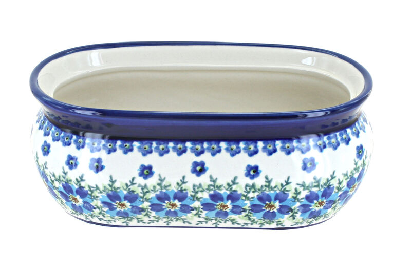 Blue Rose Polish Pottery Peacock Small Planter