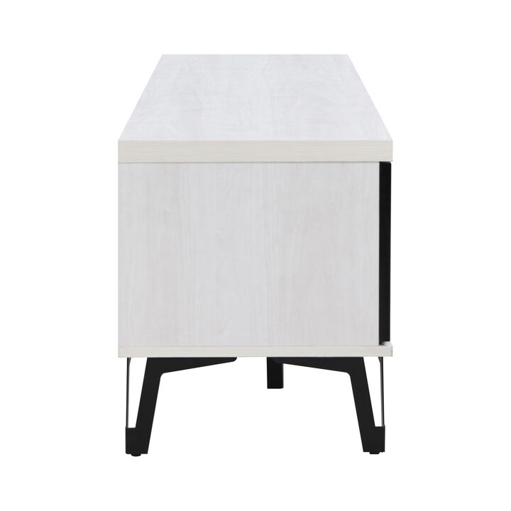 58.66 in. Ivory Wood TV Stand with 2 Storage Cabinets Fits TV's up to 65 in.