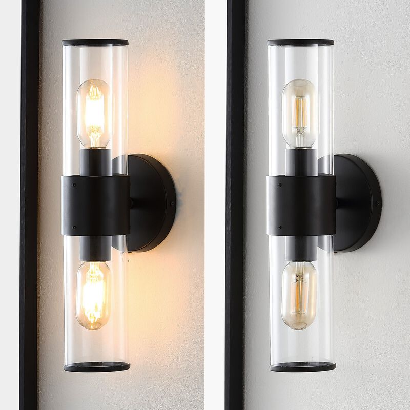 Quinn Farmhouse Industrial Iron/Acrylic LED Sconce