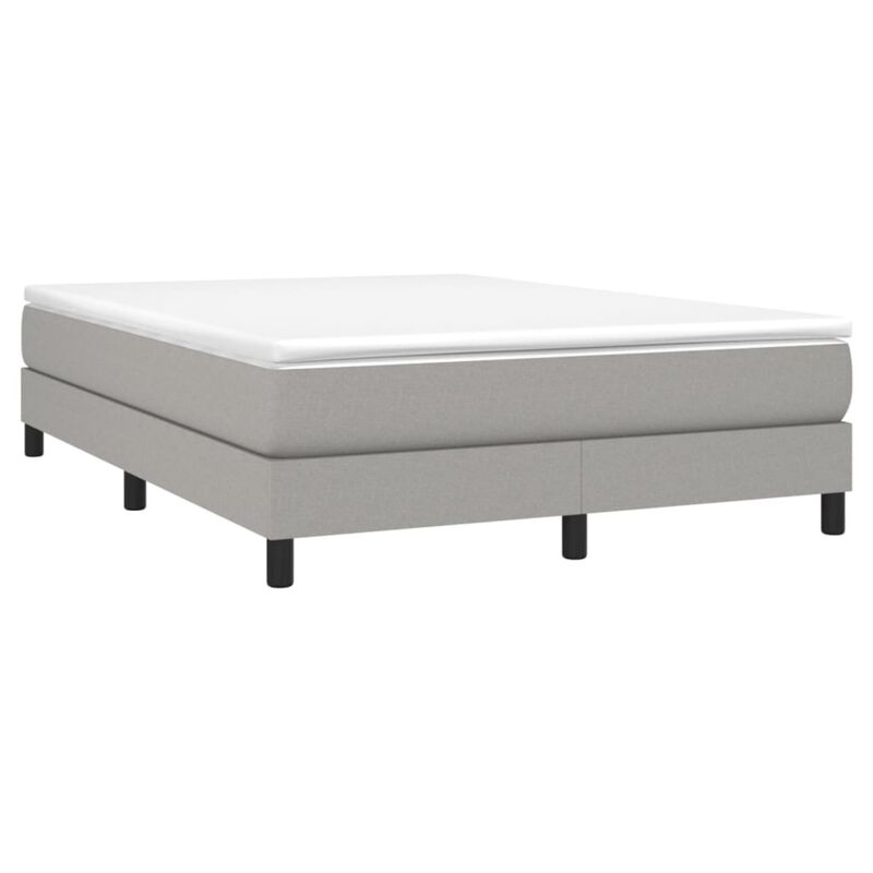 vidaXL Box Spring Bed Frame Light Gray 59.8"x79.9" Queen Fabric