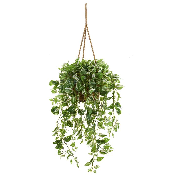 Hivvago 51" Wandering Jew Artificial Plant in Hanging Basket (Real Touch)