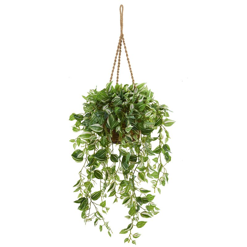 Hivvago 51" Wandering Jew Artificial Plant in Hanging Basket (Real Touch)