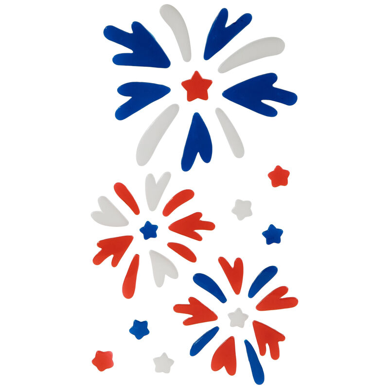 Set of 6 Double Sided Patriotic Celebration Gel Window Clings