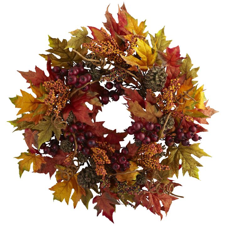 Hivvago 24" Maple and Berry Wreath