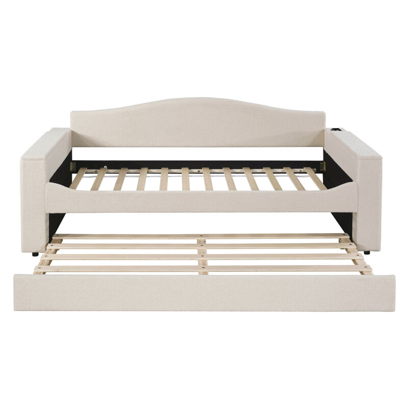 Merax Upholstered Daybed with Storage Armrests