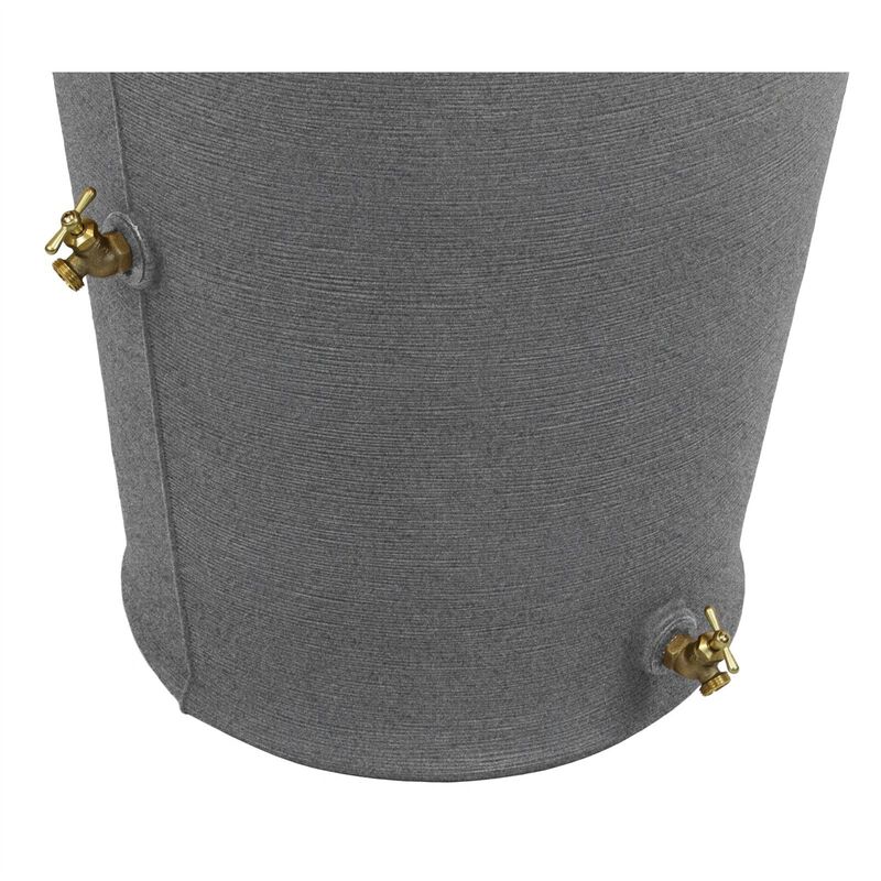 Hivvago Dark Grey Granite 50-Gallon Plastic Urn Rain Barrel with Planter Top