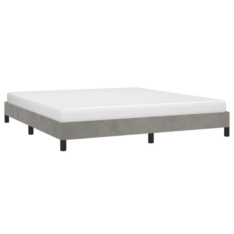 vidaXL Velvet Bed Frame King Size - Modern Design with Durable Plywood and Engineered Wood Construction - Light Gray, 81.1"x 77.2"x 9.8"