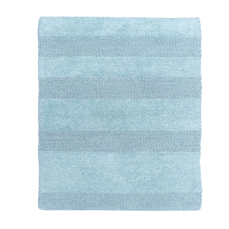 Splendid Striped Soft Plush Cotton Bath Rug 21" X 34" Light Blue by Castle Hill London