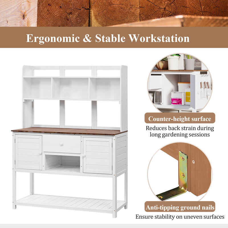 Merax Solid Fir Wood Potting Bench Garden Workstation