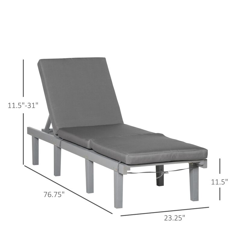 Grey Outdoor Recliner: Patio Chaise Lounge with 4-Position Back