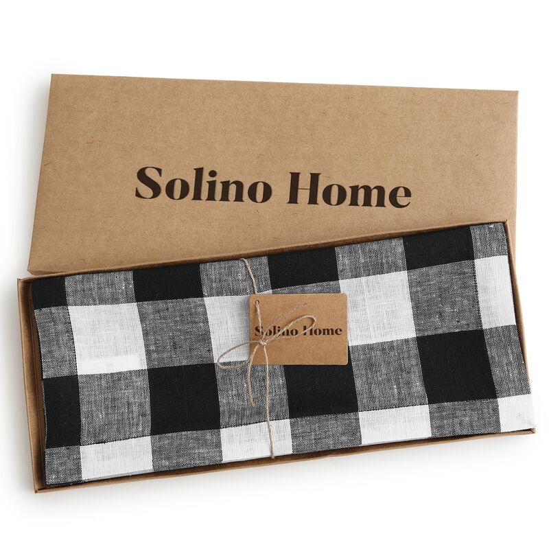 Solino Home 100% Pure Linen Table Runner | Buffalo Check