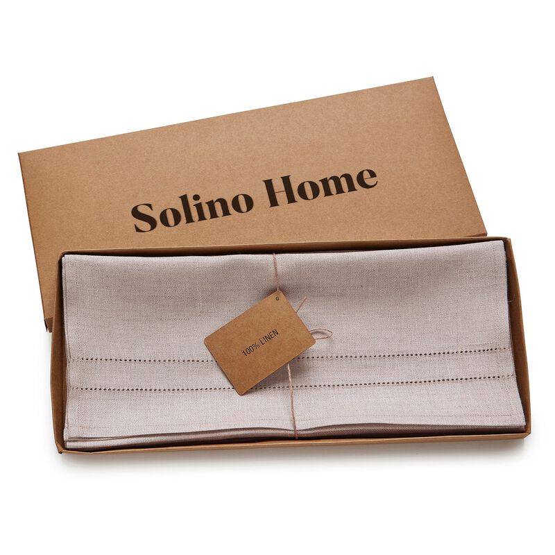 Solino Home 100% Pure Linen Hand Towels Set of 3 - 14 x 24 Inch