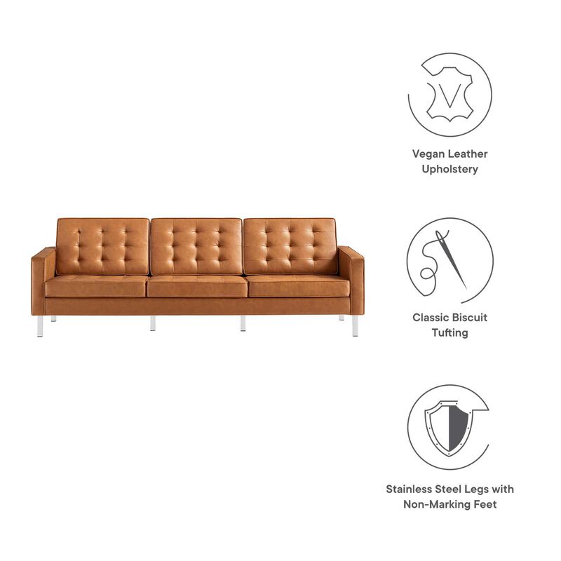 Loft Tufted Vegan Leather Sofa