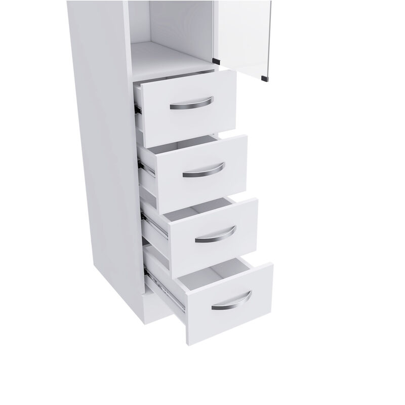 DEPOT E-SHOP Magna Linen Cabinet, Three Shelves, Four Drawers, White