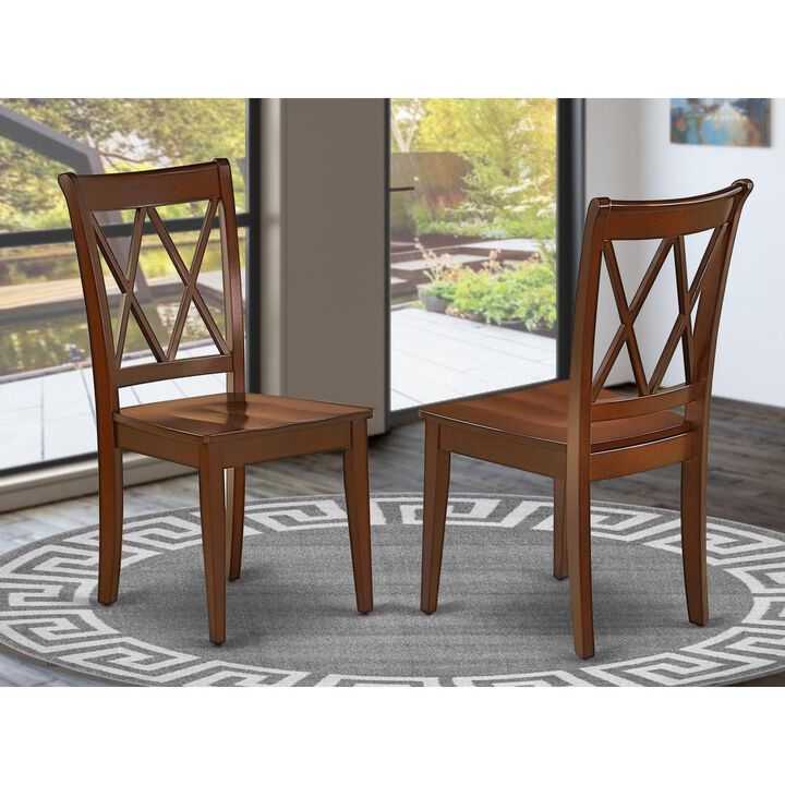 Clarksville Dining Chairs - Double Cross Back Solid Wood Seat Chairs, Set of 2, Mahogany