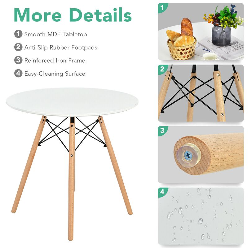 5 Pieces Table Set With Solid Wood Leg For Dining Room