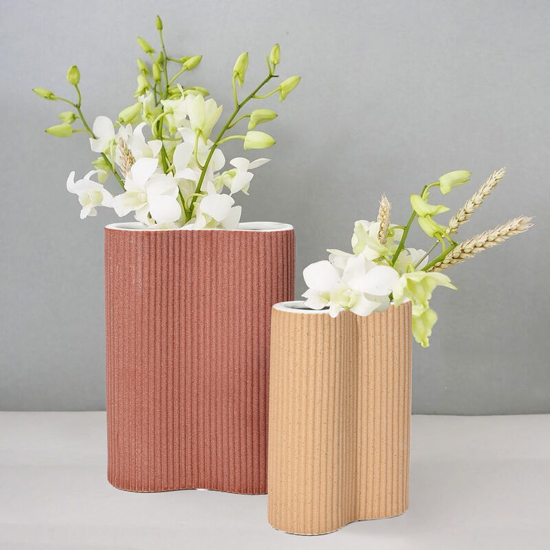LuxenHome Brown Ceramic 9.65-Inch Tall Vase