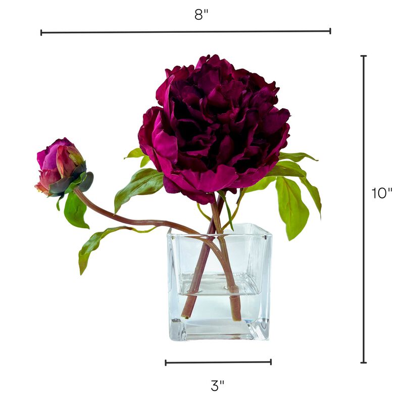 Peony Flower Arrangement in Glass Vase
