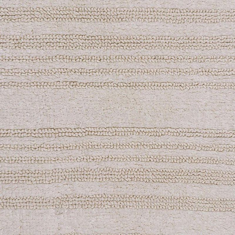 Knightsbridge Luscious Textured Striped All Season Soft Plush Cotton Reversible & Soft Bath Rug 21" X 34" Ivory