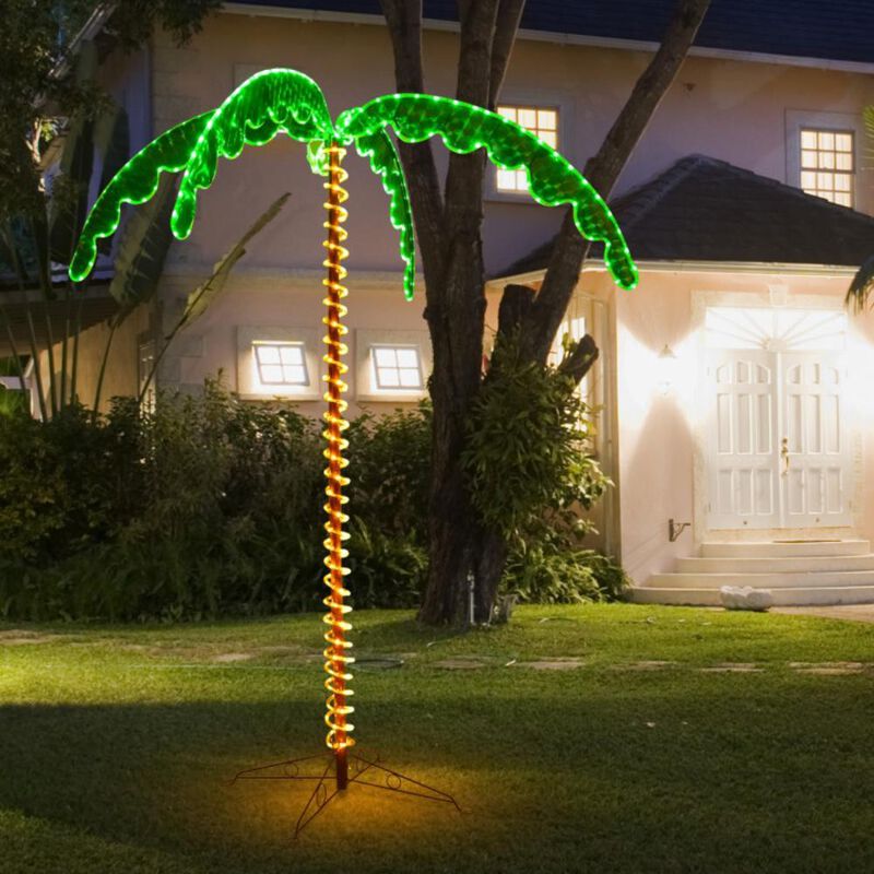 Hivvago 7 Feet LED Pre-lit Palm Tree Decor with Light Rope