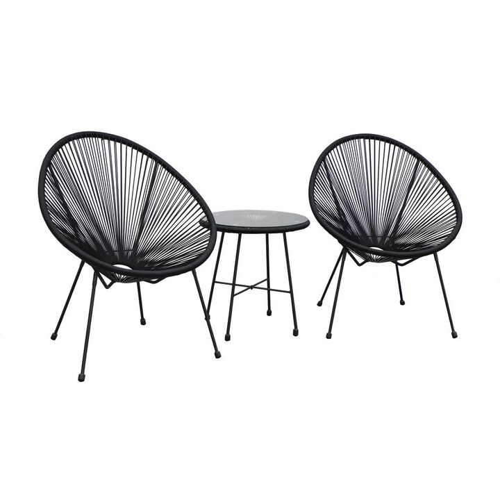 DUKAP Sassio 3 piece Conversation Patio Set - Black