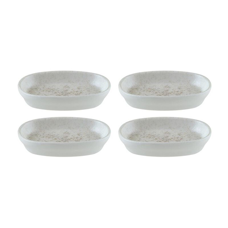 Luna 4" x 2.5" x h:0.75" Oval White Porcelain Platter (Set of 4)