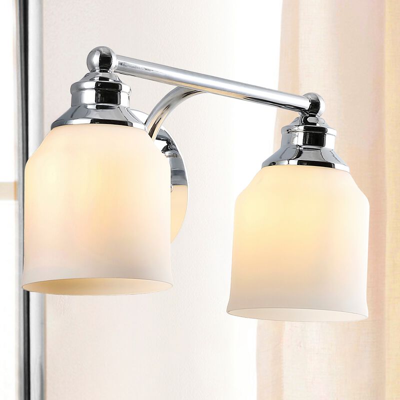 Lydia Iron/Frosted Glass Farmhouse Cottage LED Vanity Light