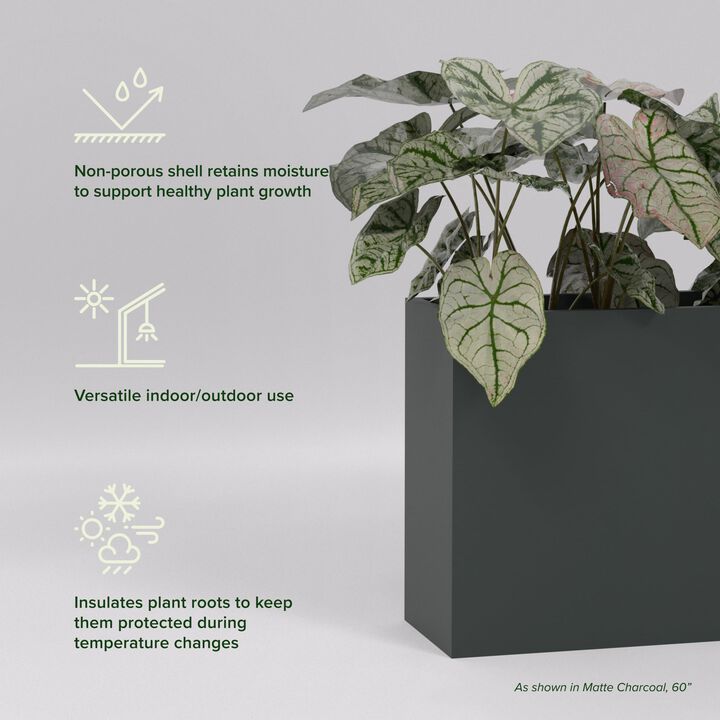 Greenline Fiberglass Leo Extra Large Indoor/Outdoor Rectangle Planter - 72 in x 16 in x 24 in
