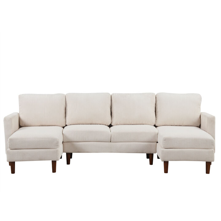 Merax Corduroy Fabric U-shaped Sofa Couch