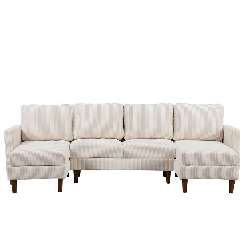 Merax Corduroy Fabric U-shaped Sofa Couch