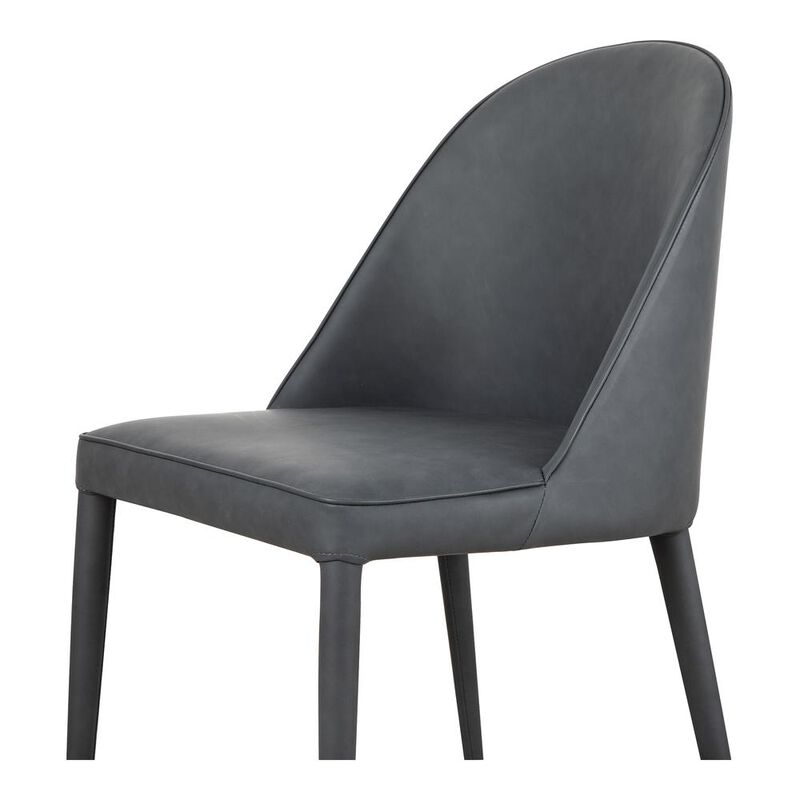 Moe's Home Collection Burton Dining Chair Black Fade Vegan Leather-Set Of Two