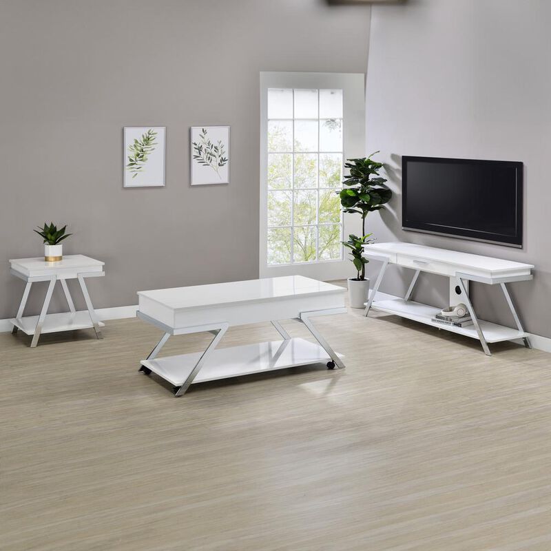 Zena White Square End Table