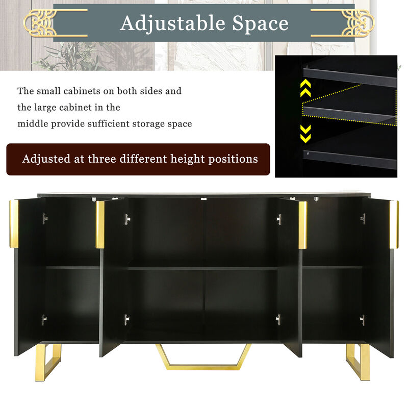 Merax Modern Metal Handles Sideboard Kitchen Cabinet