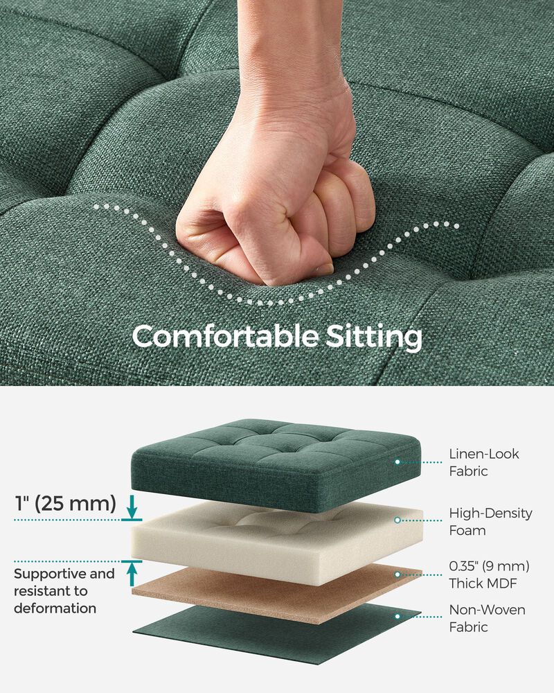 43-Inch Folding Storage Ottoman Bench with Wooden Divider - Storage Chest and Foot Rest Stool