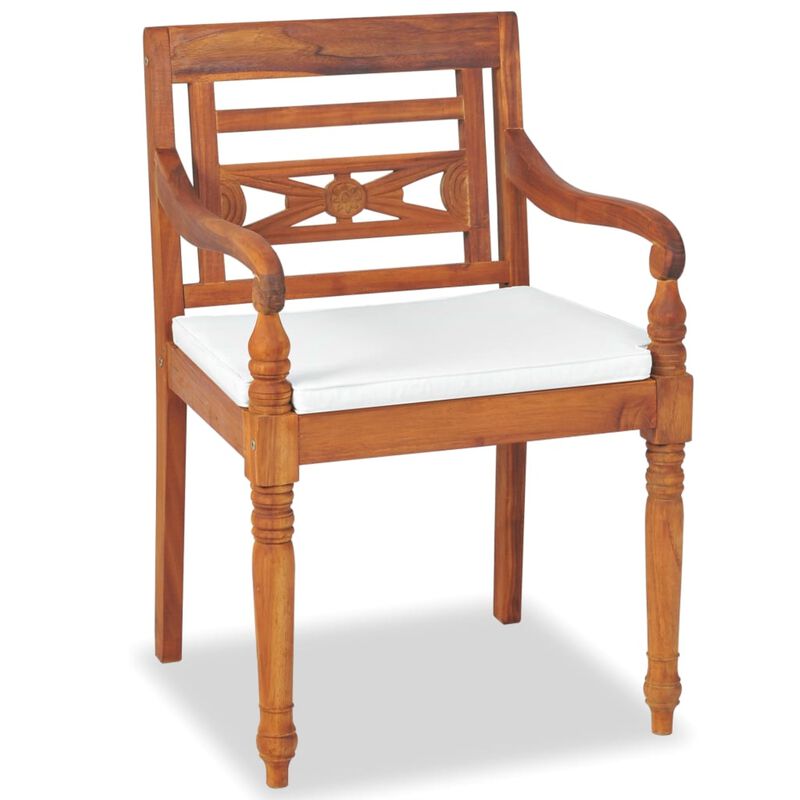 vidaXL Batavia Chairs 2 pcs with Cushions Solid Teak Wood
