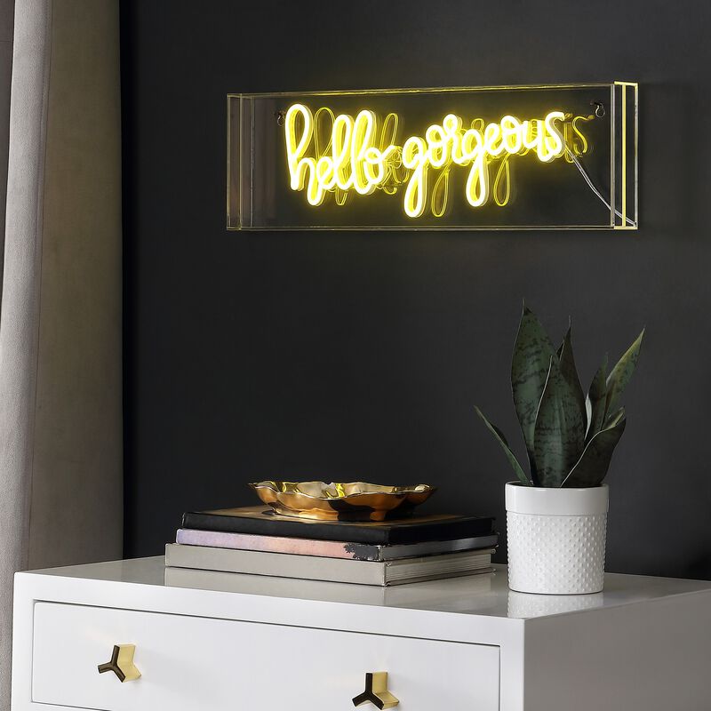 Hello Gorgerous 20" Contemporary Glam Acrylic Box USB Operated LED Neon Light