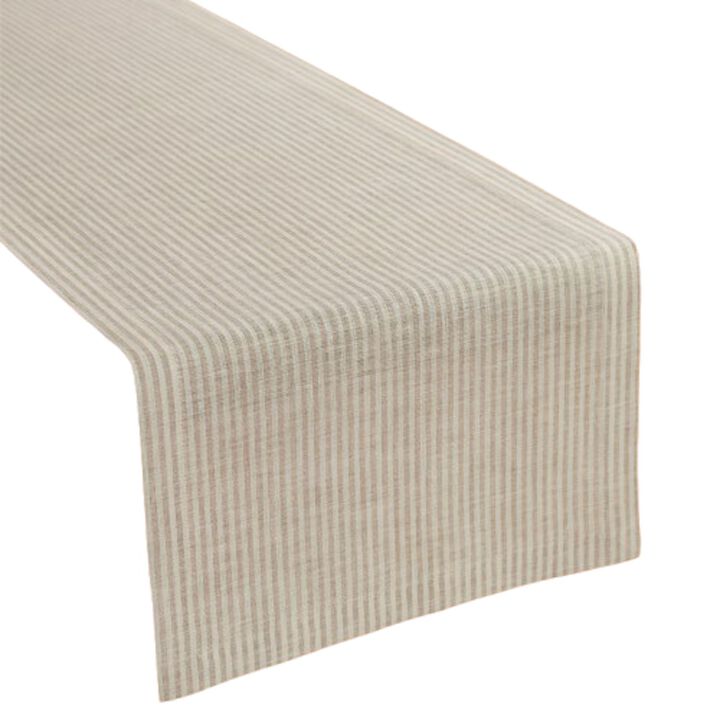 Solino Home 100% Pure Linen Table Runner 14 x 90 Inch | Narrow Stripe
