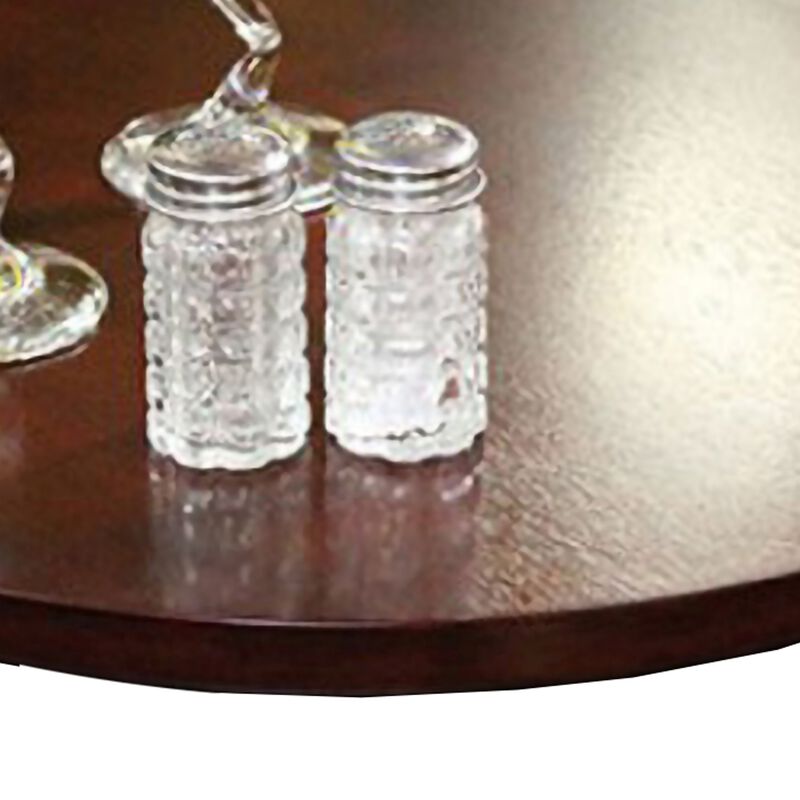 18 Inch Wood Top Lazy Susan, Espresso Brown-Benzara